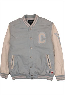Vintage 90's Carre Varsity Jacket Ribbed Neck Button Up Blue