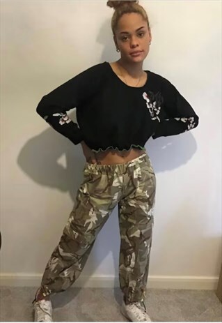 HANDMADE CORD HEM COMBATS CAMOUFLAGE STREET WEAR