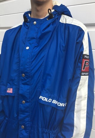 MENS VINTAGE 90S RALPH LAUREN POLO SPORT JACKET BLUE COAT