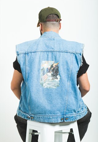 VINTAGE 80S WRANGLER DENIM GILET JACKET / S6039