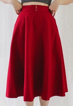 Vintage Wool Skirt Red S B805