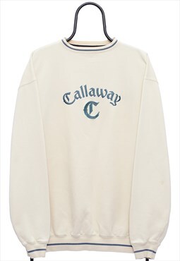 Vintage Callaway Spellout Cream Sweatshirt Womens