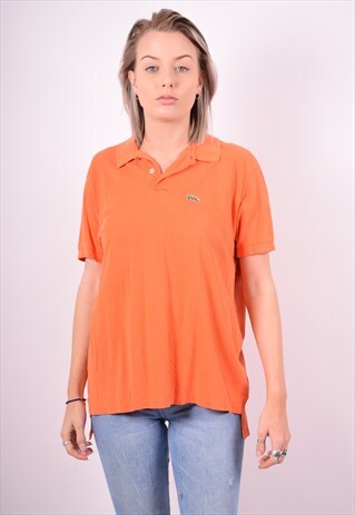 LACOSTE WOMENS VINTAGE POLO SHIRT LARGE ORANGE 90'S