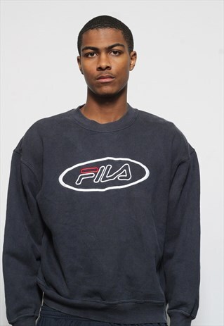 VINTAGE FILA LOGO OVERSIZED SWEATSHIRT NAVY BLUE