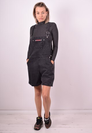 WOMENS VINTAGE DUNGAREES LARGE BLACK 90'S