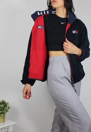 VINTAGE TOMMY HILFIGER REVERSIBLE 2IN1 FLEECE BOMBER JACKET