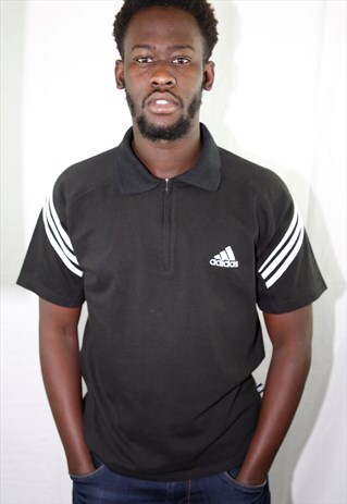 VINTAGE BLACK ADIDAS SPORT POLO
