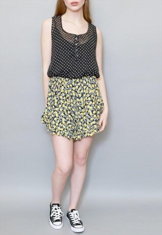 VINTAGE 1990'S AMAZING MIXED PRINT FRILLED PLAYSUIT