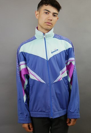 PINK & PURPLE DIADORA JACKET WITH TAPED SLEEVES