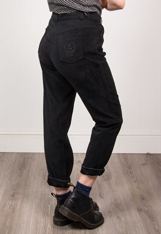 VINTAGE 90'S VELVET BLACK MOM STYLE JEANS TROUSERS