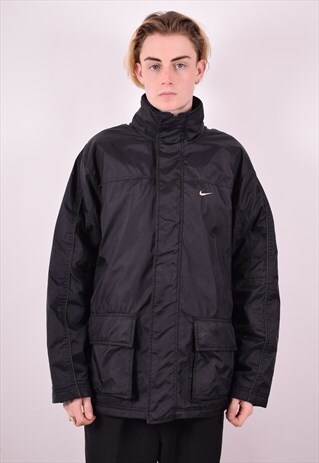 NIKE WOMENS VINTAGE RAIN JACKET LARGE BLACK 90S
