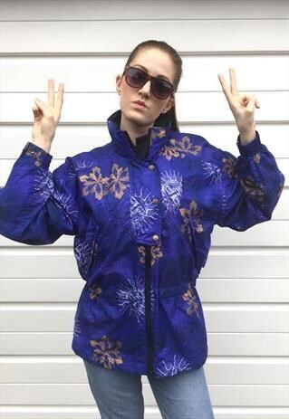 WOMENS PURPLE VINTAGE 80S JACKET WINDBREAKER FESTIVAL COAT
