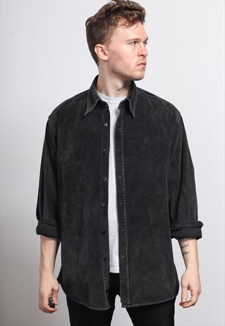 VINTAGE CORDUROY CORD SHIRT BLACK