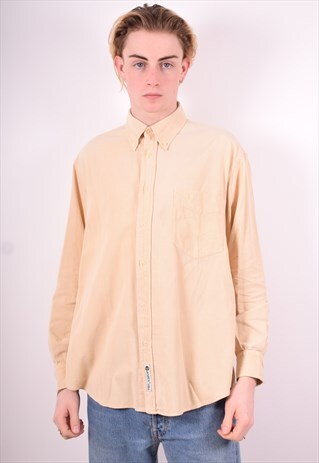 AVIREX MENS VINTAGE CORDUROY SHIRT MEDIUM BEIGE 90'S