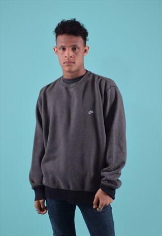GREY AND BLACK EMBROIDERED NIKE SWEATSHIRT