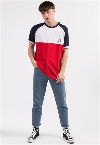 RED, WHITE AND BLUE "USA" T-SHIRT