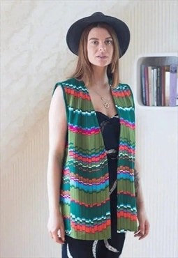 Bright green long checked waistcoat top