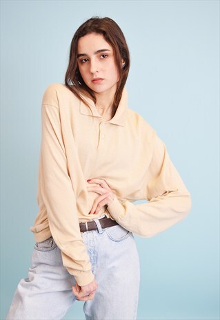90'S RETRO DESIGNER KNIT OVERSIZED DADS NEUTRAL JUMPER TOP