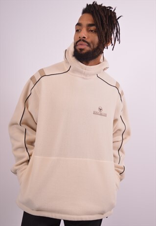 VINTAGE SERGIO TACCHINI FLEECE HOODIE JUMPER BEIGE