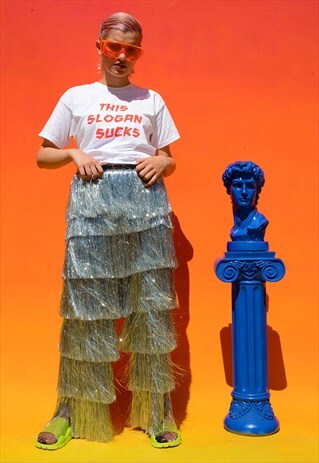 SILVER TINSEL TROUSERS