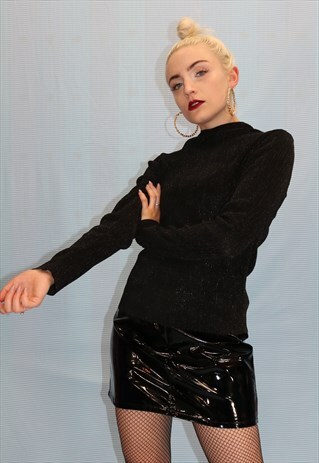 BLACK METALLIC PLEATED TOP