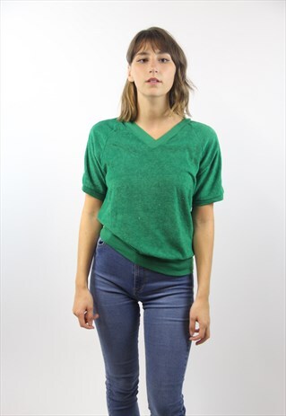 VINTAGE GREEN V-NECK T-SHIRT