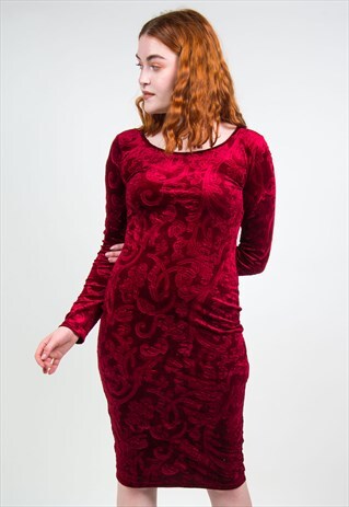 VINTAGE 90'S VELVET FLORAL MIDI DRESS