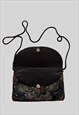 90'S VINTAGE BLACK BEADED CROSS BODY FLORAL EVENING BAG