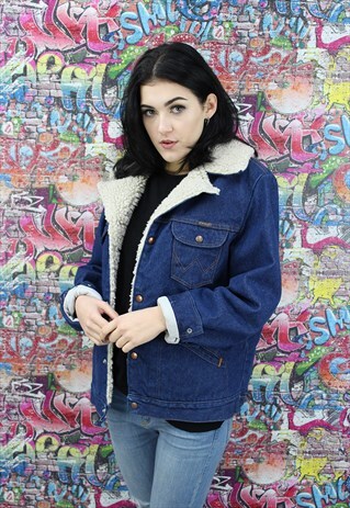 WRANGLER 80S SHERPA FLEECE LINED VINTAGE DENIM JACKET.