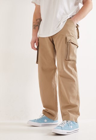 VINTAGE DICKIES CARGO STRAIGHT LEG TROUSERS BEIGE