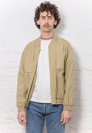 VINTAGE SILK BEIGE BOMBER JACKET
