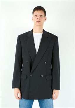 Pure New Wool Uk 42L US Double Breasted Blazer Jacket Coat
