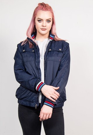 90'S VINTAGE TOMMY HILFIGER BLUE LIGHTWEIGHT BOMBER JACKET