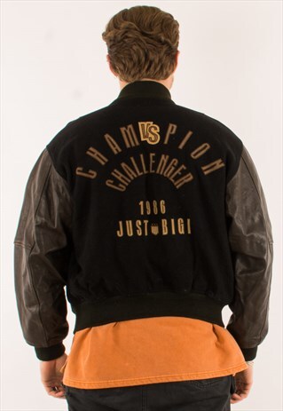VINTAGE 1986 BLACK CHAMPION CHALLENGER VARSITY JACKET