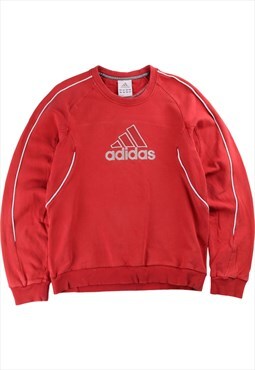 Vintage 90's Adidas Sweatshirt Spellout Crewneck Red Small
