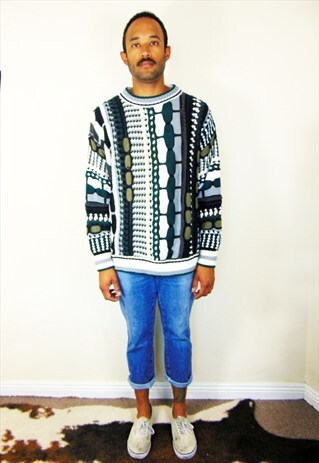 COOGI STYLE 90S LUXURY GEOMETRIC PATTERN CHUNKY JUMPER