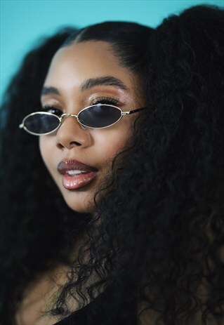 GOLD RIM SUMMER 90S Y2K SLIM SUNGLASSES SHADES