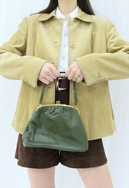 90s Vintage Green Leather Purse Bag
