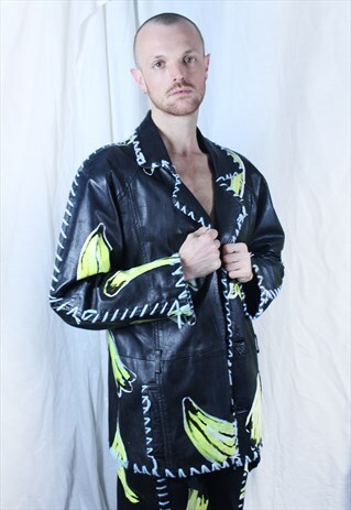 'BANANA' LEATHER HAND-PAINTED JACKET