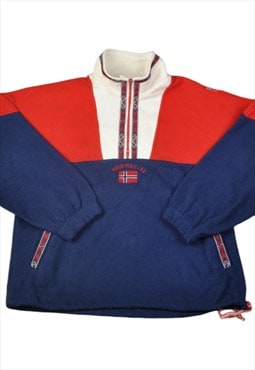 Vintage Norway-94 Fleece 1/4 Zip Block Colour Navy Small