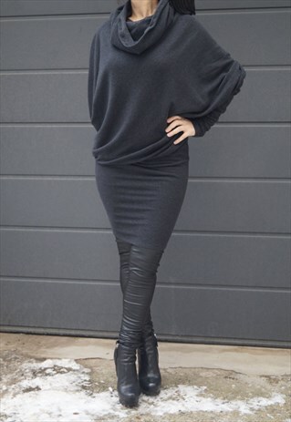 SWEATER DRESS COZY PULLOVER SWEATER MAXI BLOUSE F1541