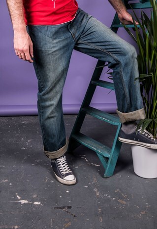 VINTAGE LEVI'S 527 BLUE RIPPED JEANS