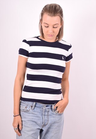RALPH LAUREN WOMENS VINTAGE T-SHIRT TOP XS MULTI 90'S