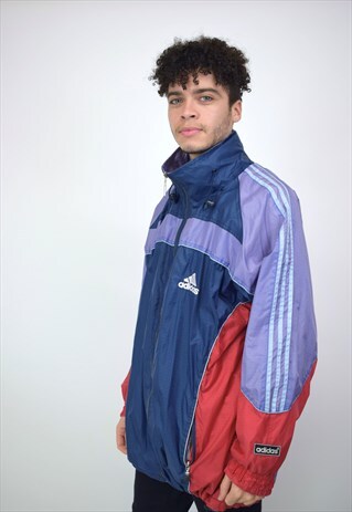 VINTAGE 90'S ADIDAS NAVY, RED & PURPLE ZIP-UP JACKET