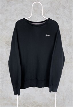 Vintage Black Nike Sweatshirt XXL Cotton Pullover Swoosh