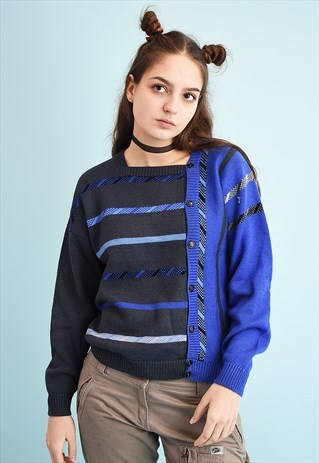 90'S RETRO BUTTON DETAILED KNIT JUMPER