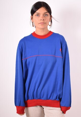 WOMENS VINTAGE SWEATSHIRT JUMPER XL BLUE 90S