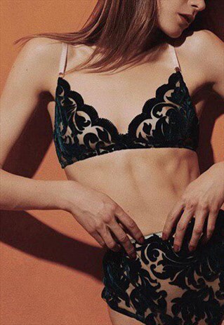 LAVESTINE BRA GREEN SOFT CUPS TULLE WITH FLOCK