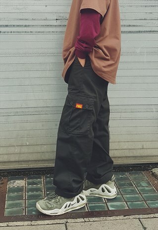 BAGGY CARGO TROUSERS DARK OLIVE GREEN