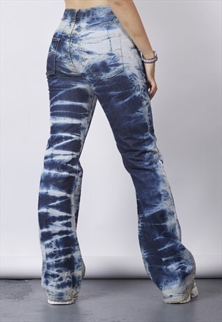VINTAGE 90'S BLEACH TIE-DYE FLARED JEANS